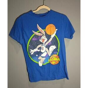 Bugs Bunny Space Jam T-Shirt Blue Teen Medium Graphic Tee
